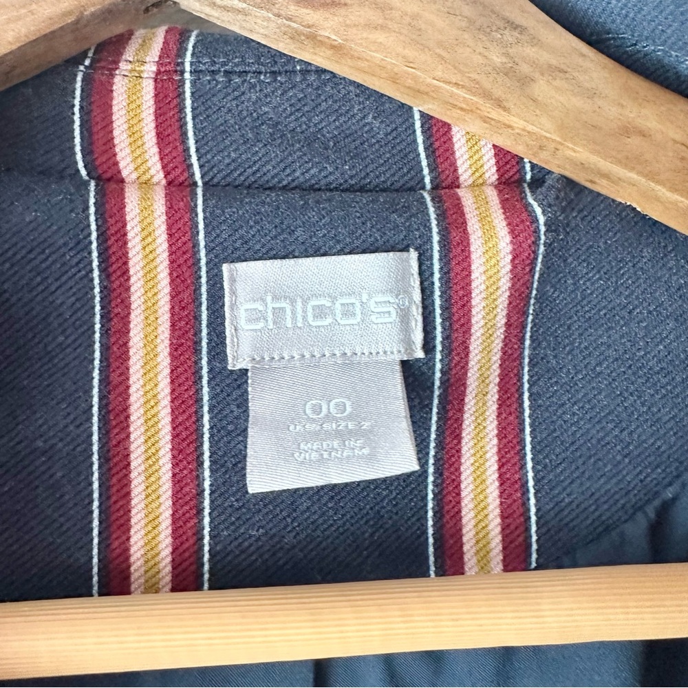 Chicos Striped Twill Ponte Blazer - Picture 3 of 11